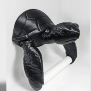 Support de papier essuie-tout créatif en forme de tortue 3D, sculpture artistique en plastique noir pour salle de bain - Product Image 1