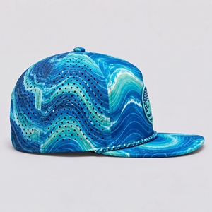Casquette de golf Océan Vague Bleu Teal Imperméable avec Patch PVC et Corde, 5 Panneaux, Perforations Laser, Respirante, Snapback, pour Hommes et Femmes - Product Image 5