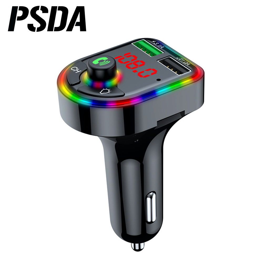 Дпрп окружающего света 5,0, свободные руки, FM передатчик, автомобильный комплект MP3 плеер беспроводной громкой связи Bluetooth гарнитура для Авто Аудио приемник с 2 портами (стандарт быстрая зарядка TF U диск play