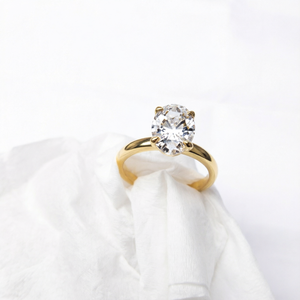 Bague solitaire pour femme en or 18 carats avec diamant ovale de laboratoire, sertie sur 4 griffes, certifiée IGI, cadeau d'anniversaire - Product Image 3