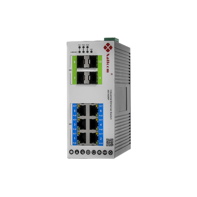 10/100/1000M 6x10/100/1000Base-T 4x1000Base-X Ports Industrial L2 Managed Ethernet Switch PoE IP40 DIN-rail Enterprise 16K MAC