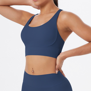Sujetador deportivo de yoga para <span class=keywords><strong>mujer</strong></span>, de alta calidad, lencería deportiva sexy con tirantes, transpirable, para correr, fitness, color liso - Product Image 3