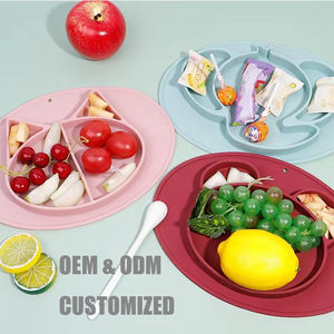 Sans BPA mignon en forme d'ours plat divisé enfants à manger ensemble de vaisselle en silicone bol à ventouse <span class=keywords><strong>assiette</strong></span> pour bébé sans danger pour l'alimentation cuillère - Product Image 3