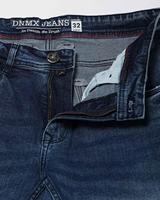 Jeans Skinny Fit en coton spandex extensible de haute qualité pour hommes pantalon en jean bleu foncé avec bouton de marque personnalisé pour hommes
