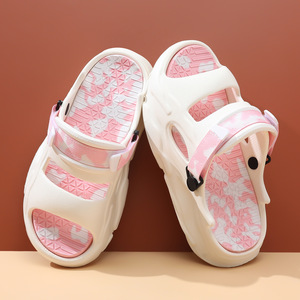 Men's <b>Flat</b> <b>Sandals</b> Thick Sole Non Slip EVA Breathable Summer Outdoor Beach Wear White Green Color Block Adult Size - Product Image 2