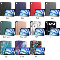 Folio à trois volets support magnétique en cuir PU couverture mince étui pour tablette intelligente pour iPad Air 13 pouces 2024 avec porte-stylo étui souple en TPU