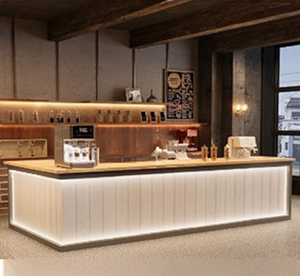 Wooden Reception <b>Desk</b> Modern Laminate Finish Beauty Salon Front Counter Office Lobby Hotel Spa Clinic Reception - Product Image 1