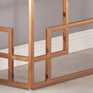 Glass Living Room Furniture Stainless Steel Rose Golden <strong>Mirrored</strong> <strong>Console</strong> <strong>Table</strong> - Product Image 5