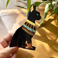 Pinces à cheveux en acétate QianJin - Forme de déesse Bastet - Pinces à cheveux pour femmes