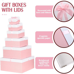 Màu hồng lớn làm tổ Hộp Quà Tặng Ribbon vuông gói xếp chồng sinh nhật đám cưới cô dâu bên trang trí hiện tại hộp có nắp đậy - Product Image 4