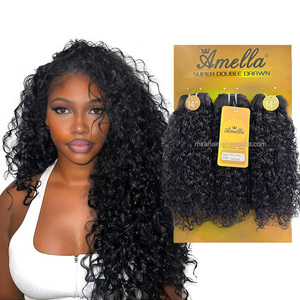 Barato al por mayor 8-30 "Alta Calidad brasileño humano doble dibujado onda de agua hueso extensión de cabello liso paquete 3 paquetes de descuento - Product Image 1