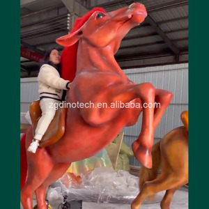 Cheval animatronique rouge fait main pour parc à thème ou équipement d'équitation robotique Akhal Teke pour enfants - Product Image 6