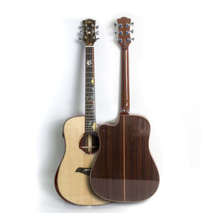 Juego de guitarra acústica de madera de abeto con tapa maciza de 41 pulgadas Premium Panel lateral trasero de palisandro hecho a mano con acabado brillante - Product Image 2