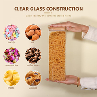 6PCS High Borosilicate Household Longan Dry Foods Noix Candy Spice Glass Storage Jar Set avec étiquettes noires et couvercle en bois