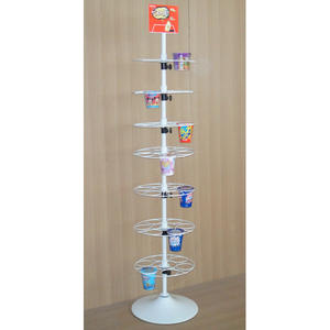 Tazza di cibo contenitore di esposizione stand da pavimento multi tiers filo rotante snack <span class=keywords><strong>display</strong></span> <span class=keywords><strong>rack</strong></span> con supporto del segno - Product Image 1