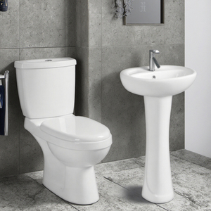 Oferta Especial: Lavabo Pedestal Blanco de Cerámica Fácil de Limpiar, Juego de Baño con Inodoro 8601 - Product Image 6