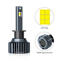 Ampoule de phare LED haute puissance pour voiture 90W 22000lm compatible Canbus avec ventilateur H1 H4 H11 9005