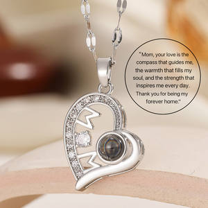 Collana dell'<span class=keywords><strong>Amore</strong></span> Proiettata <span class=keywords><strong>in</strong></span> <span class=keywords><strong>100</strong></span> <span class=keywords><strong>Lingue</strong></span>, Piena di Diamanti, Catena a Forma di Cuore per Clavicola, Regalo per Migliori Amici e Coppie - Product Image 4