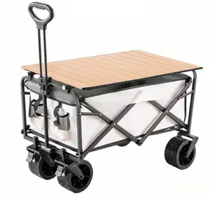 Hand Carts Trolleys Shopping Outdoor Park Beach Folding Picnic Camping Cart With Detachable Table Board