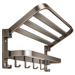 Juego <span class=keywords><strong>de</strong></span> 5 Accesorios <span class=keywords><strong>de</strong></span> <span class=keywords><strong>Baño</strong></span>, Toallero Plegable Multipolar Autoadhesivo <span class=keywords><strong>para</strong></span> Montar en la Pared, Juego <span class=keywords><strong>de</strong></span> Porta Toallas <span class=keywords><strong>de</strong></span> <span class=keywords><strong>Baño</strong></span> - Product Image 3