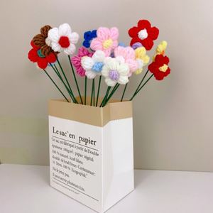Bouquets Decoration Handmade Crochet Puff <b>Flower</b> Wholesale Long-Lasting Artificial Floral Bouquet - Product Image 3