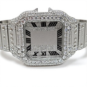 Montre mécanique analogique de luxe pour homme en acier inoxydable avec diamant Moissanite VVS, style Hip Hop, carrée 40 mm, mouvement Miyota, date, verre saphir - Product Image 1