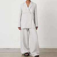 Ensemble de pantalon décontracté 2 pièces pour femme en polyester/coton, coupe ample et jambe large, ajustement régulier, personnalisable OEM