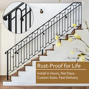 Barandilla de Balcón y Escalera de Diseño Moderno, de Aleación de Aluminio y Acero Inoxidable, Fácil de Instalar, para Jardín, Patio y Exteriores - Product Image 1