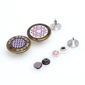 More Colors For Choice Garment Metal Button Rivet Round Custom Logo Denim Jeans Buttons Rivets