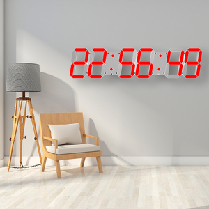 Đồng hồ treo tường câm 3D LED kỹ thuật số Đồng hồ báo thức văn phòng Dimmable hiển thị nhiệt độ nhà bếp nhà hiện đại đa chức năng đồng hồ treo tường - Product Image 4