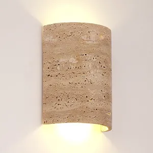 Lampada <span class=keywords><strong>da</strong></span> <span class=keywords><strong>Parete</strong></span> in Pietra Gialla Stile Europeo, <span class=keywords><strong>LED</strong></span> Impermeabile per Camera <span class=keywords><strong>da</strong></span> Letto, Soggiorno, Bagno e Esterni - Product Image 1
