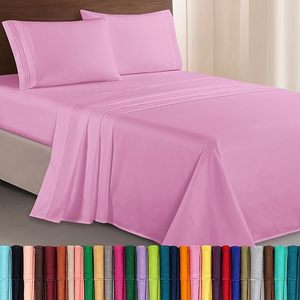 Set <span class=keywords><strong>di</strong></span> Lenzuola a 4 Pezzi Comfort Lussuoso 1500, Qualità Premium da Hotel, in Microfibra con Tre Linee Ricamate, Morbidissimo, Anti-Piega - Product Image 1