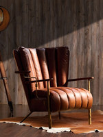 Chaise longue de style médiéval inspirée de l'harpe, en cuir véritable ciré à l'huile, fauteuil artisanal forgé à la main