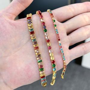 Bracelet de tennis JXX Fashion pour femme, plaqué or, avec zircon, bracelet tendance en laiton avec breloques pour mariages et soirées - Product Image 2