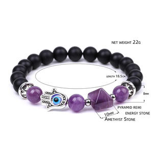 Thạch Anh Tím Thạch Anh Hồng Agate Đính Cườm Căng Vòng Đeo Tay Hợp Thời Trang Unisex Đá Tự Nhiên Đồ Trang Sức Với Màu Xanh Chuỗi Mắt Tinh Thể Chữa Bệnh - Product Image 3