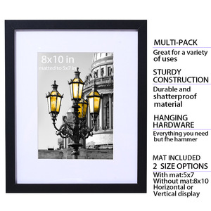 Custom Large Size Factory Wholesale Black Wall <strong>Mounted</strong> Tabletop Picture Display Solid Wood Photo <strong>Frame</strong> <strong>With</strong> Mat - Product Image 2
