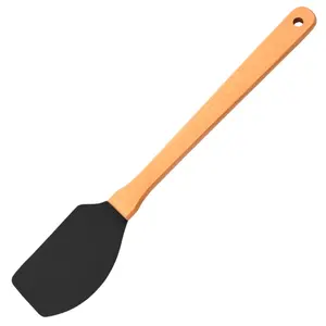 Оптовая продажа, кухонный силиконовый шпатель с деревянной ручкой с логотипом на заказ, лидер продаж