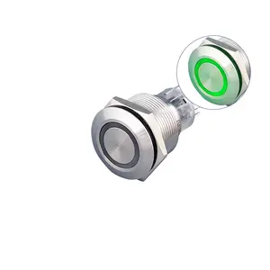 Hotel doorbell metal stainless steel ring led 12v green light ip67 22mm pushbutton switch With Factory hot sale
