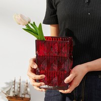 Vase de table rectangulaire moderne et minimaliste en verre cristallin épaissi, transparent et écologique, pour fleurs hydroponiques, idéal pour la maison et les mariages