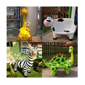 Venta al por mayor de tamaño de la vida al aire libre parque decoración claro animal vaca dinosaurio asientos de fibra de vidrio esculturas