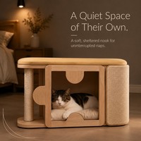 Meuble multifonctionnel pour chat d'intérieur, banc en bois, niche pour chat avec siège rembourré doux pour le couloir