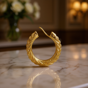 Orecchini a Cerchio Tiffany & Co. in Oro Massiccio 18K, Design Classico a Motivo Vegetale, Unisex, per Uso Quotidiano, Modello E3377 Bicolore - Product Image 2