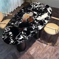 Newstar Ensemble de table à manger en marbre de pierre naturelle moderne Table en marbre naturel design pour salle à manger appartement d'hôtel