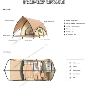 Tende Glamping a Forma di Vela con Bagno per Resort, Airbnb e <span class=keywords><strong>Campeggio</strong></span> - Product Image 5