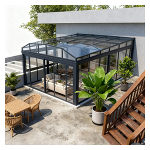 Kits de véranda modulaire préfabriquée en aluminium moderne, sur mesure, directement de l'usine, avec verre trempé, pour une installation facile - Product Image 5