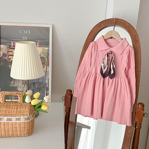 Nueva Oferta al por Mayor: Vestido de Suéter con Solapa de Poliéster, Vestido de Princesa para Otoño e Invierno, Bufanda Blanca, Falda Tejida 90-150cm - Product Image 2