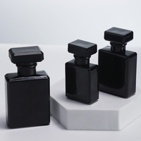 Bouteilles de parfum rectangulaires de luxe en verre 100 ml noires vides avec pulvérisateur, emballage cosmétique, diffuseur à pompe, sérigraphie, carton – Vente en gros
