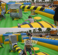 Hot Team Building Sweeper Jeu interactif Wipe Out Eliminator Toxic Meltdown Gonflable Wipeout Parcours d'obstacles gonflable