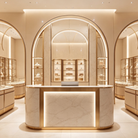 Vitrines de luxe durables et de qualité supérieure pour bijoux, ensemble de comptoirs d'exposition avec éclairage LED, mobilier personnalisé pour bijouterie