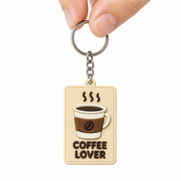 Llaveros de Café Personalizados al por Mayor con Logotipo de Forma Única, Impresión de Logotipo, Llaveros de Goma Personalizados para Publicidad